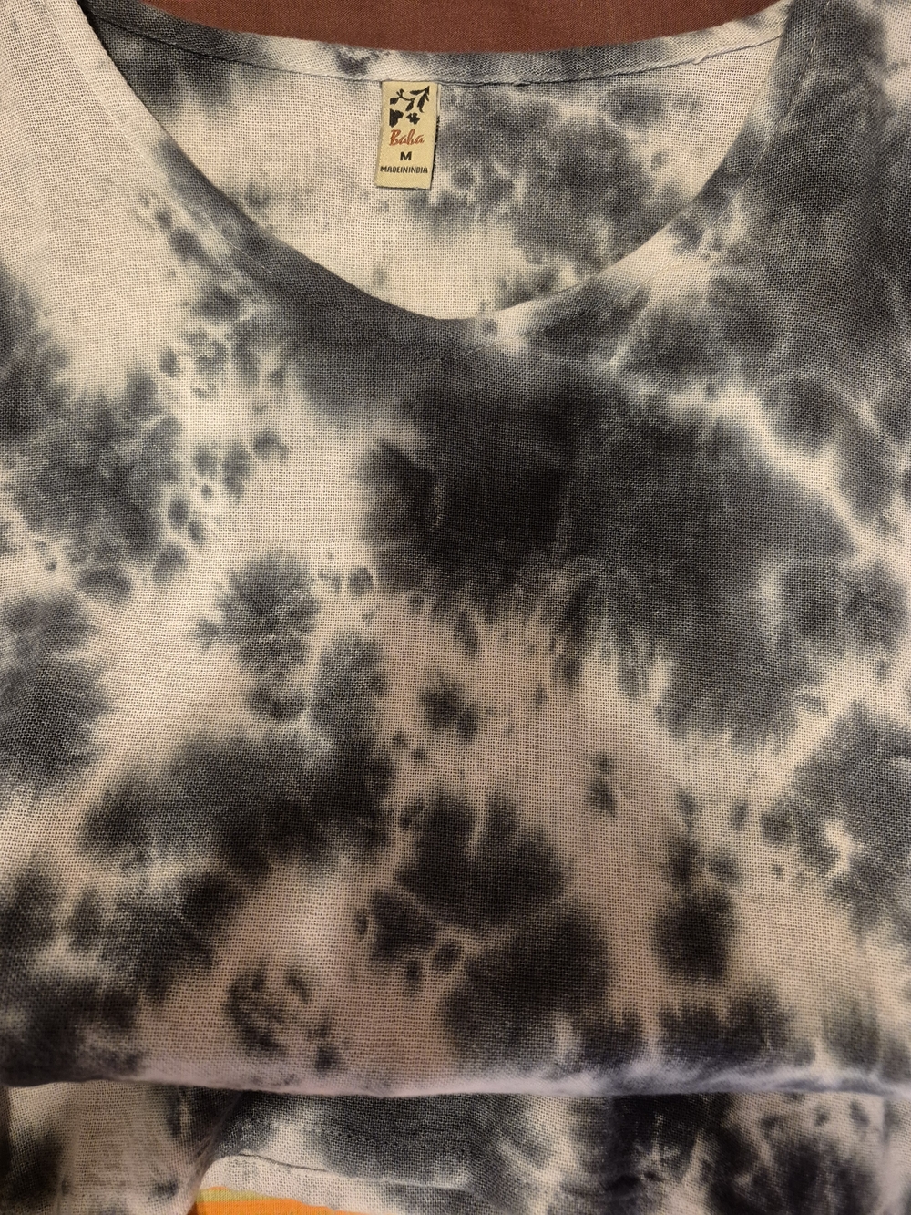 Baba Black & White Tie-Dye Linen Tunic Top